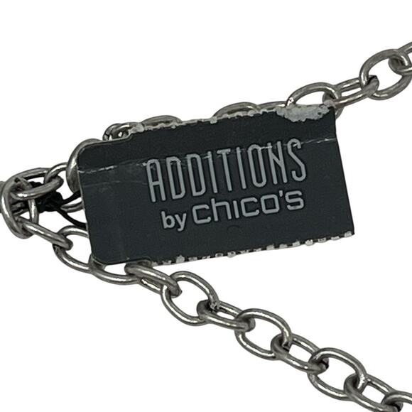 Additions by Chico’s Floral Statement Necklace Silver Tone 24” + 5” Extender NWT - Picture 5 of 6